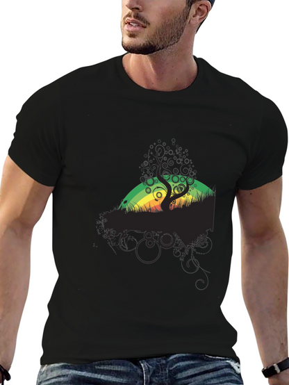 Rasta Tree Graphic Black T-Shirt