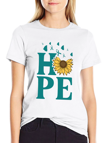 Hope Sunflower Ribbon Graphic T-Shirt