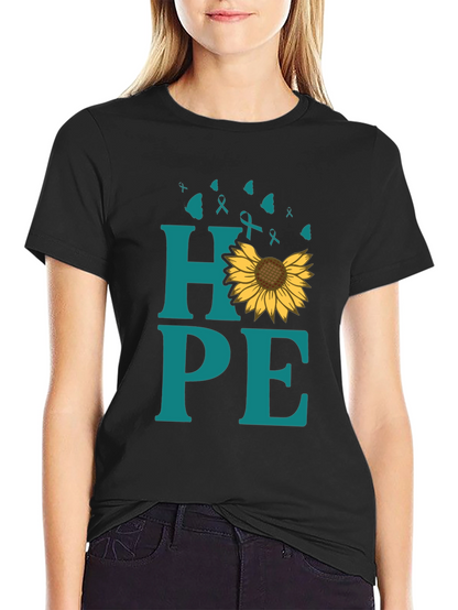 Hope Sunflower Ribbon Graphic T-Shirt