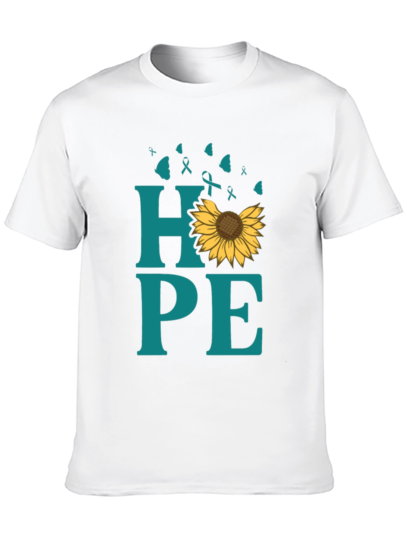 Hope Sunflower Ribbon Graphic T-Shirt