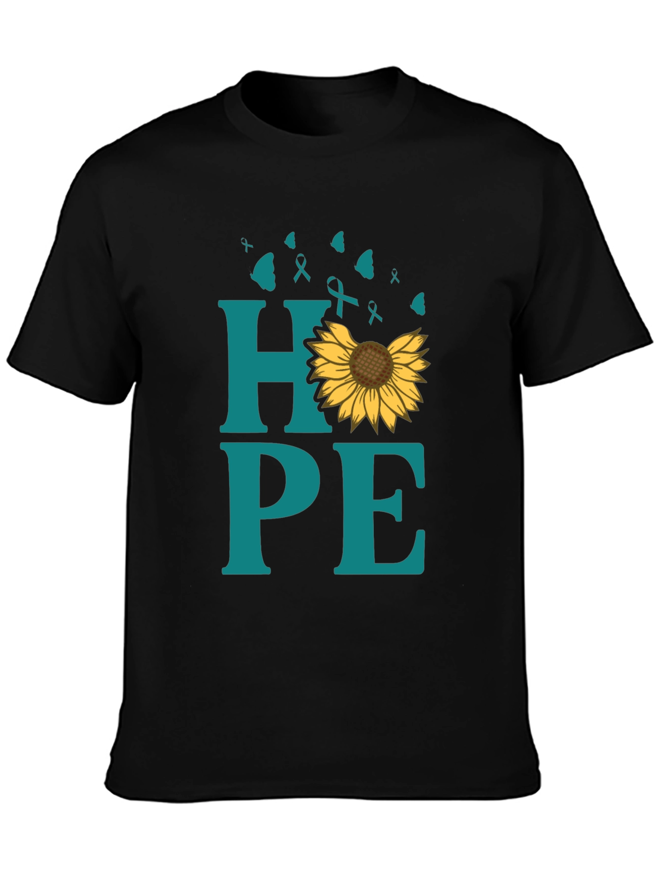 Hope Sunflower Ribbon Graphic T-Shirt