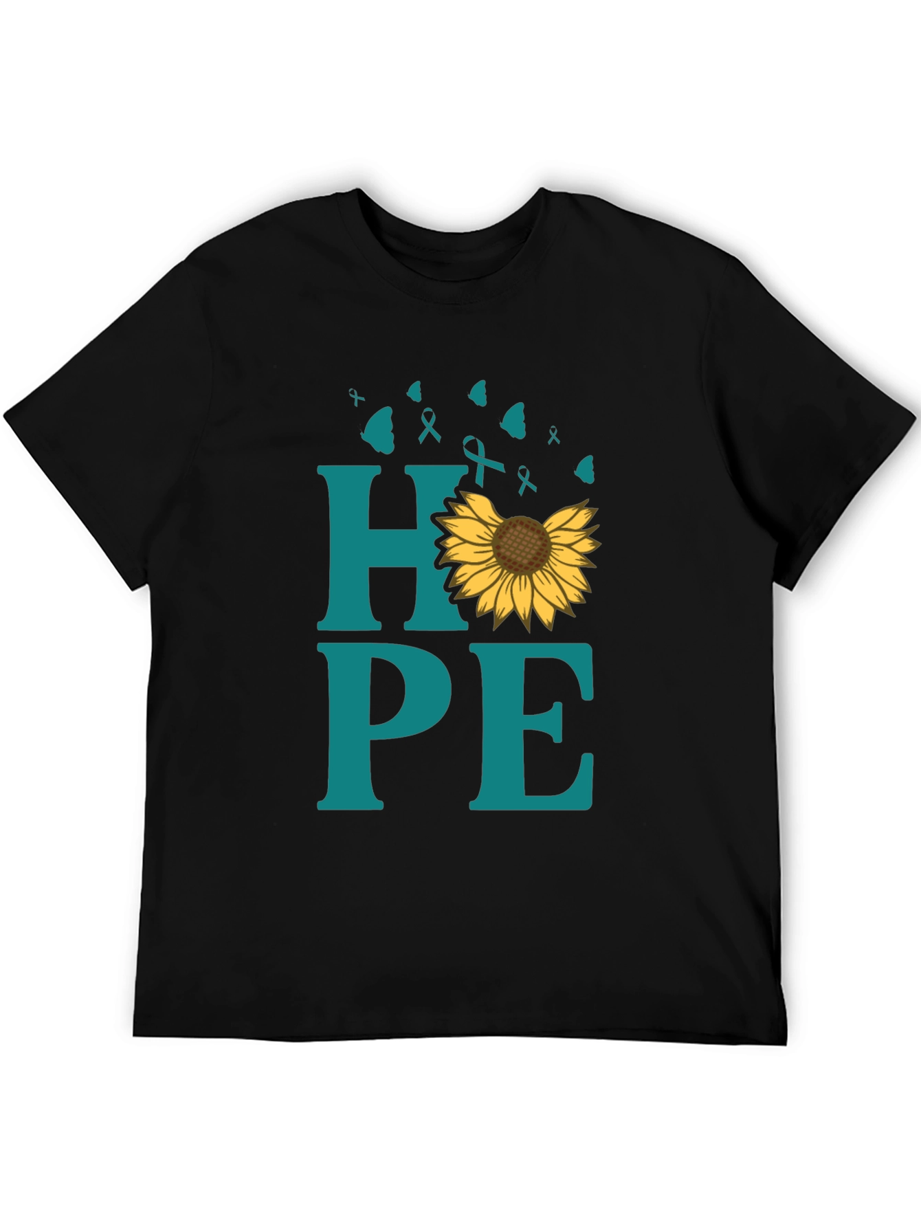 Hope Sunflower Ribbon Graphic T-Shirt