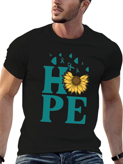 Hope Sunflower Ribbon Graphic T-Shirt
