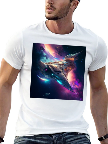 Sci-Fi Spaceship Galaxy T-Shirt