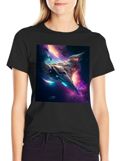 Sci-Fi Spaceship Galaxy T-Shirt