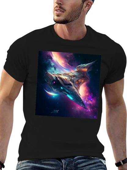 Sci-Fi Spaceship Galaxy T-Shirt