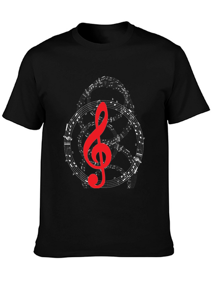 Musical Note Graphic T-Shirt - Black