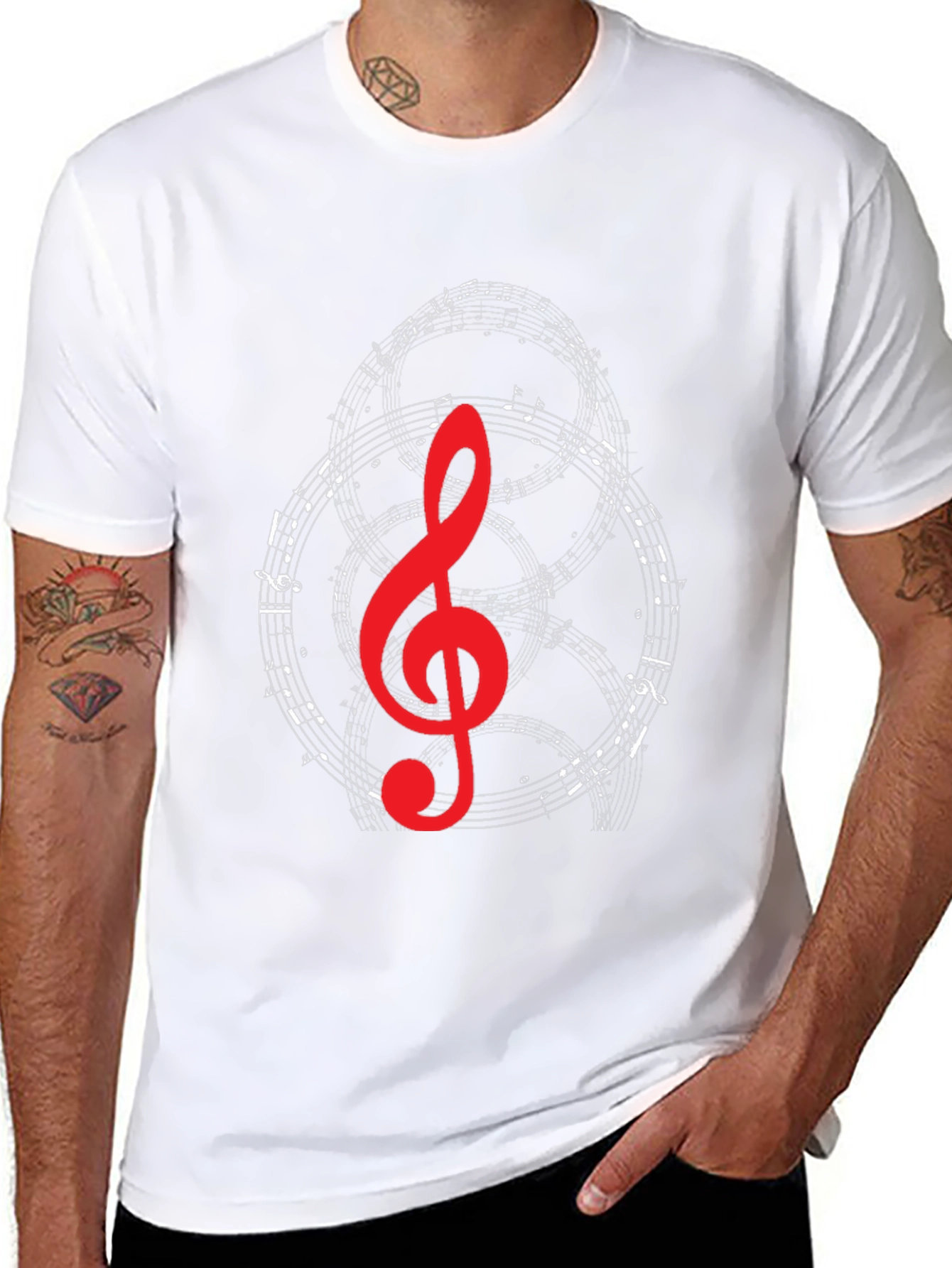 Musical Note Graphic T-Shirt - Black