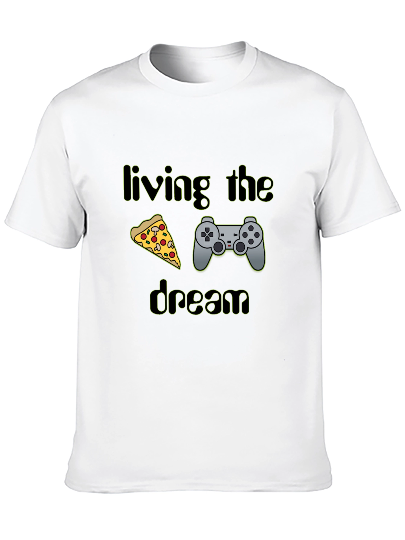 Living the Dream Pizza & Controller Black T-Shirt