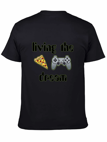 Living the Dream Pizza & Controller Black T-Shirt