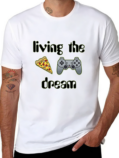 Living the Dream Pizza & Controller Black T-Shirt