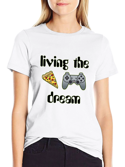 Living the Dream Pizza & Controller Black T-Shirt