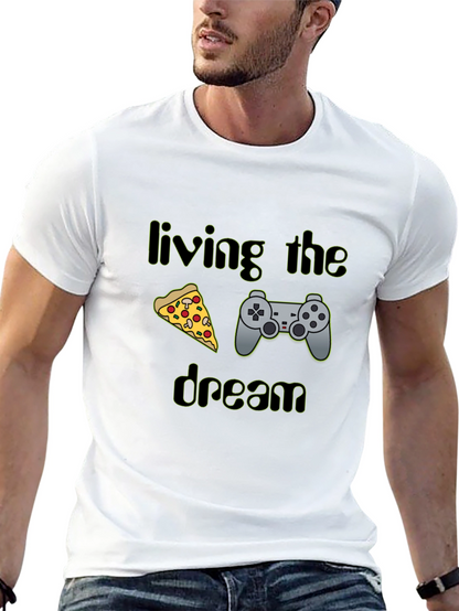 Living the Dream Pizza & Controller Black T-Shirt