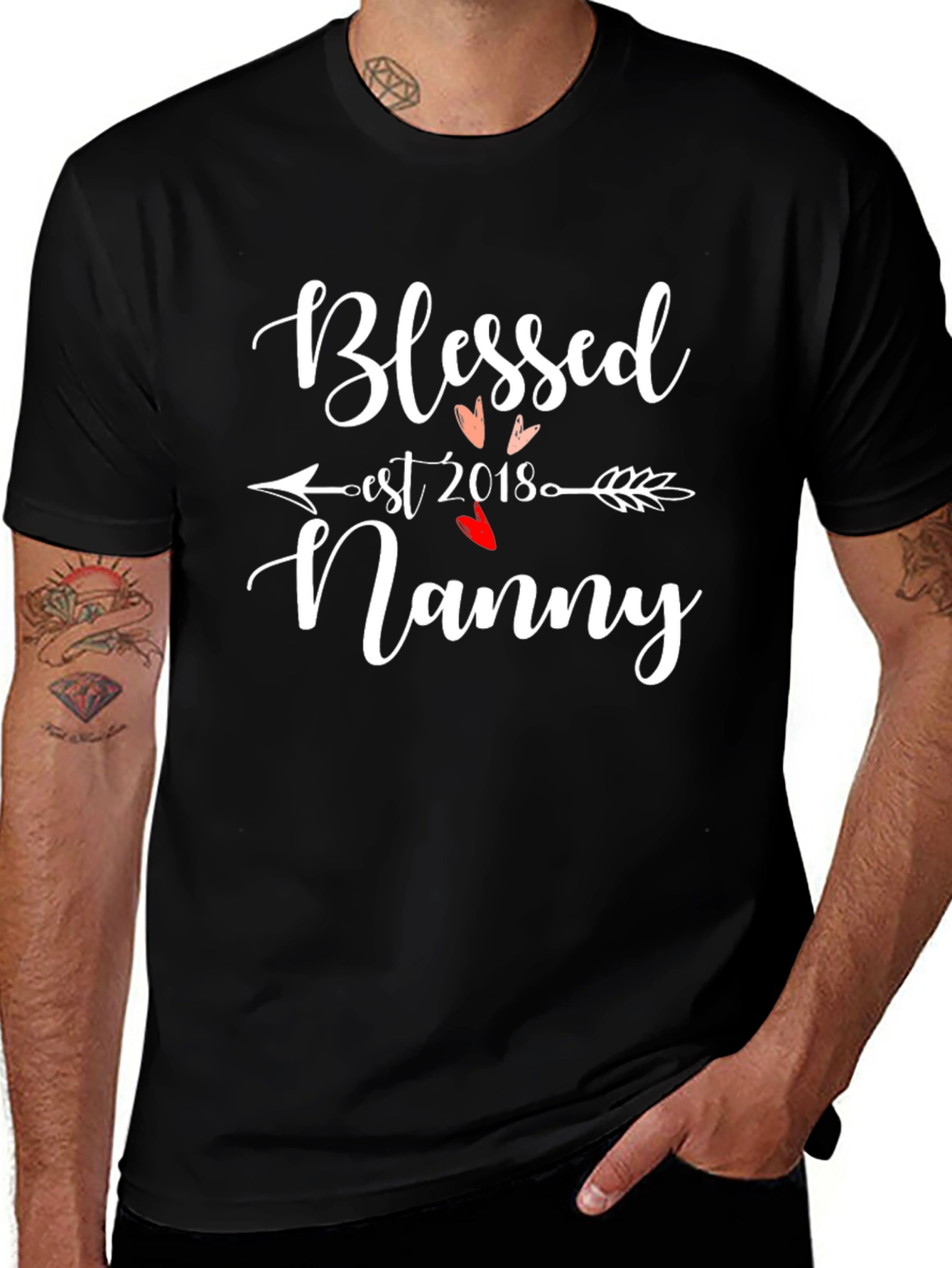Blessed Nanny Est 2018 T-Shirt Black