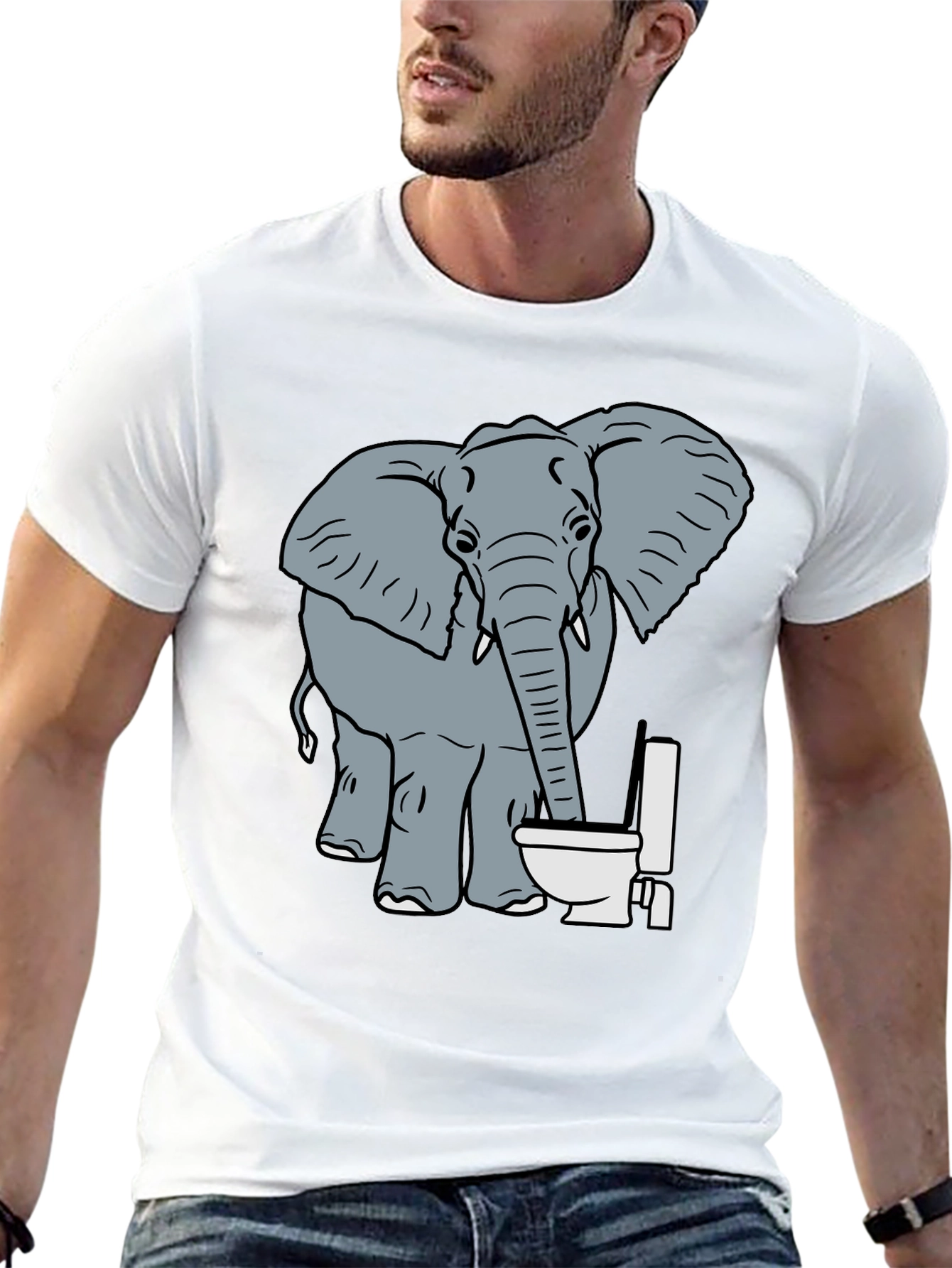 Elephant Toilet Humor T-Shirt - Funny Graphic Tee