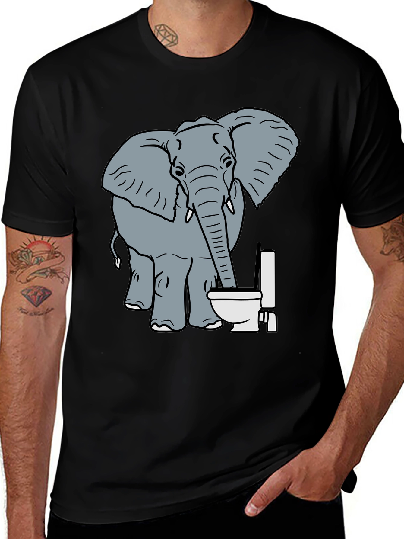 Elephant Toilet Humor T-Shirt - Funny Graphic Tee