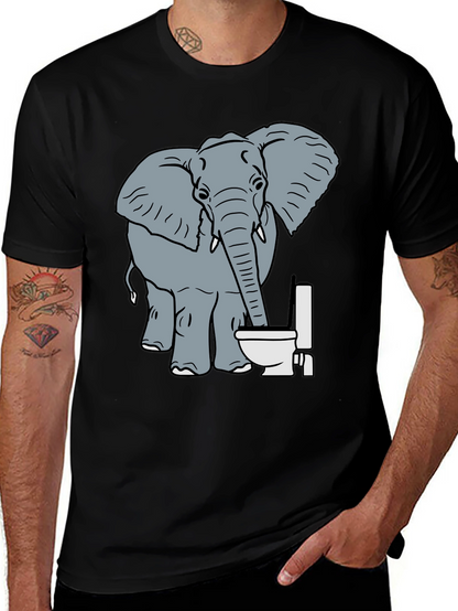 Elephant Toilet Humor T-Shirt - Funny Graphic Tee