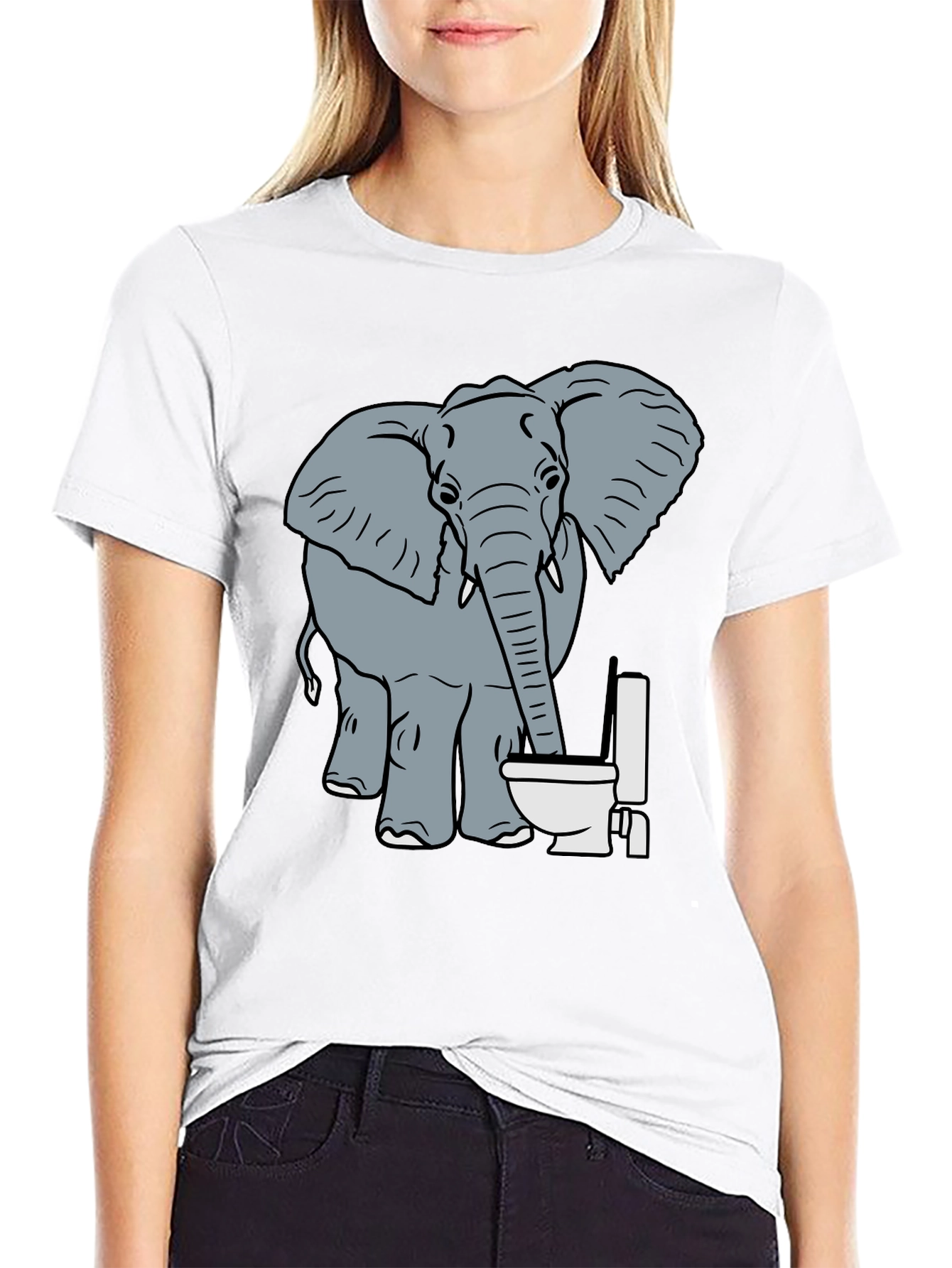 Elephant Toilet Humor T-Shirt - Funny Graphic Tee