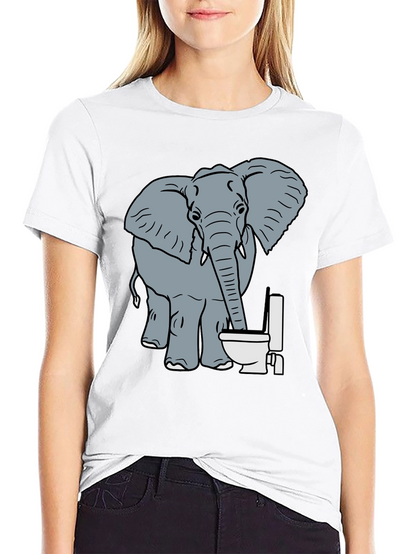 Elephant Toilet Humor T-Shirt - Funny Graphic Tee