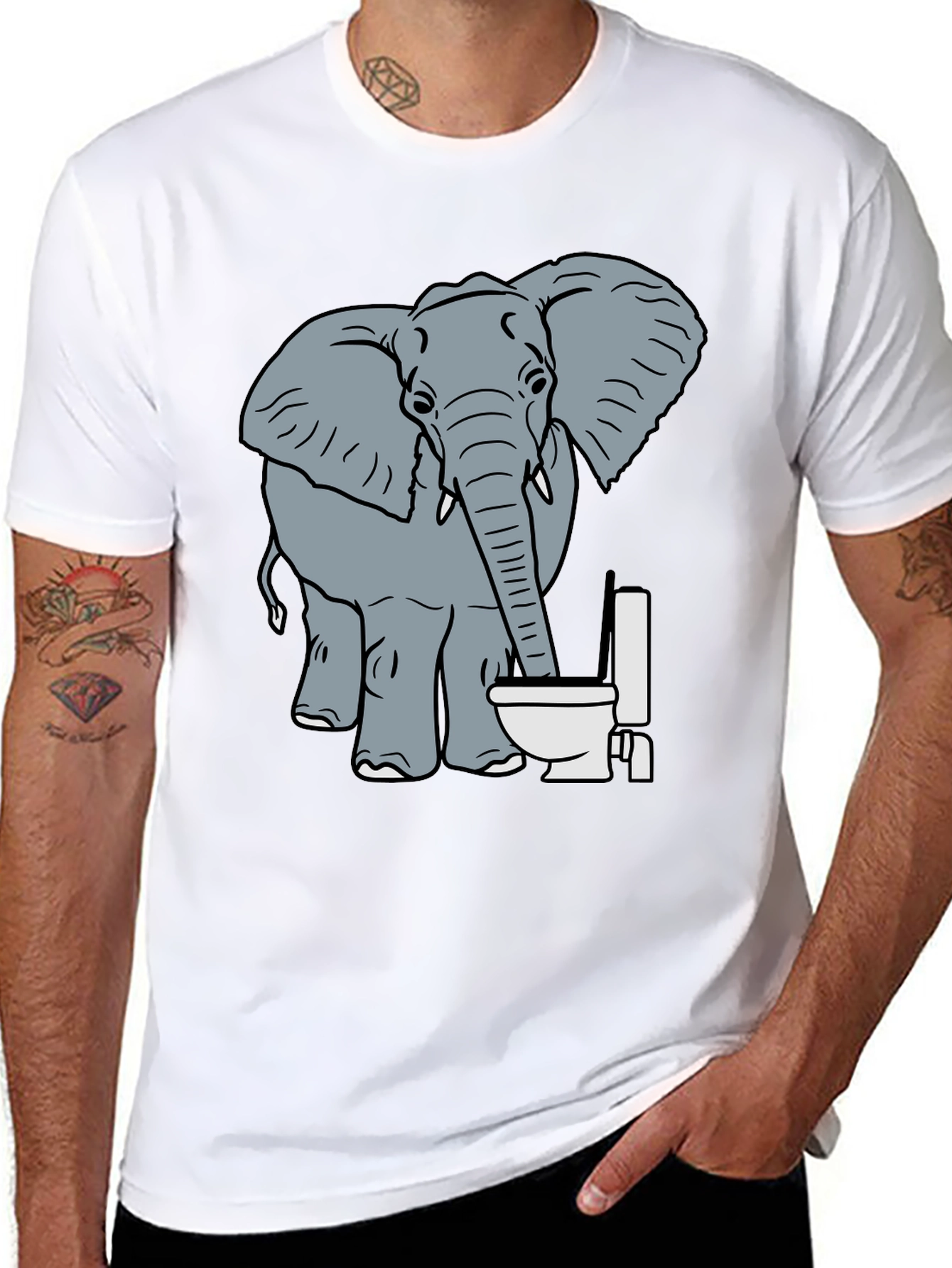 Elephant Toilet Humor T-Shirt - Funny Graphic Tee