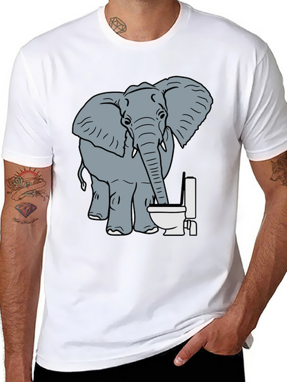Elephant Toilet Humor T-Shirt - Funny Graphic Tee
