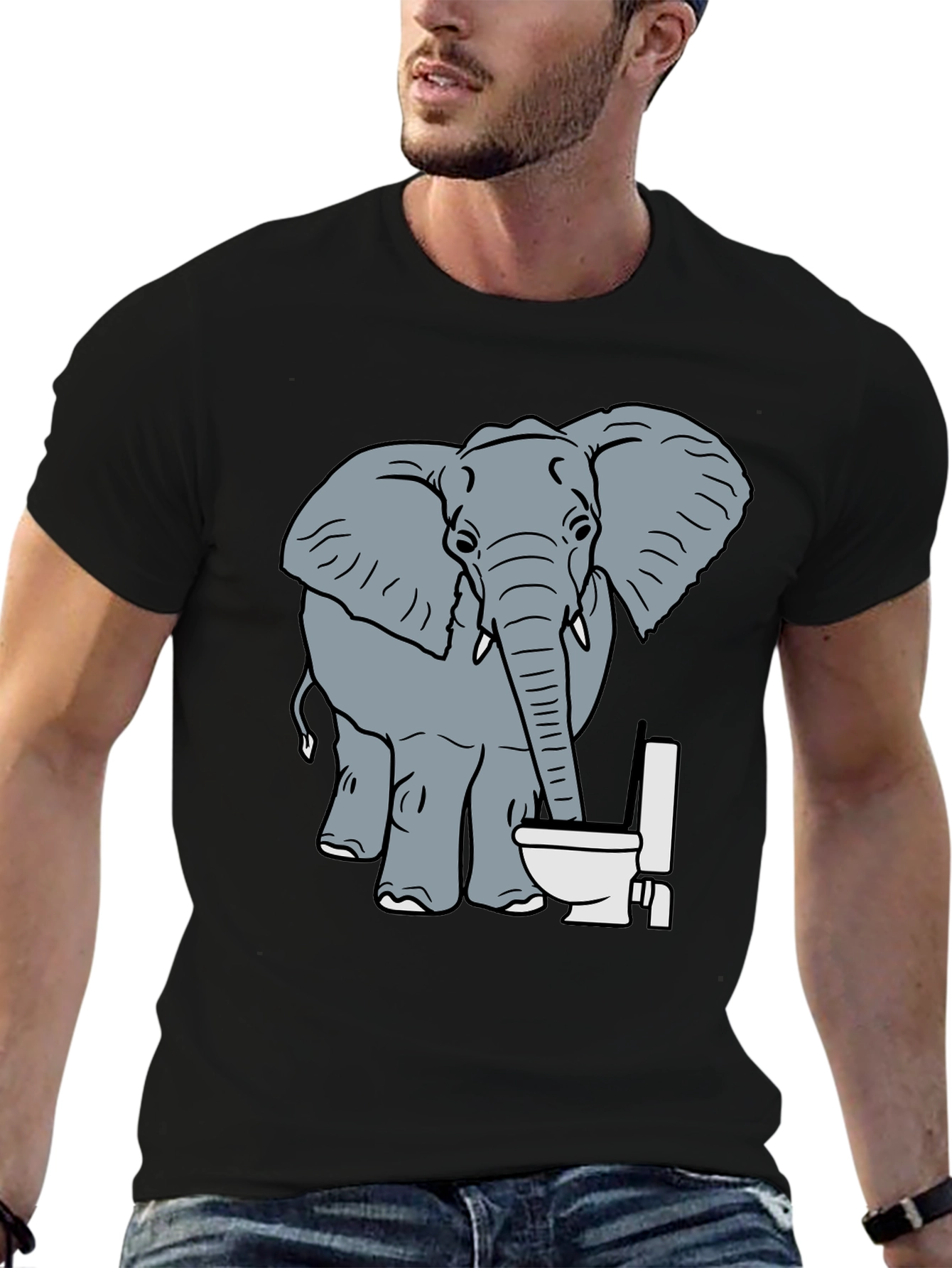 Elephant Toilet Humor T-Shirt - Funny Graphic Tee