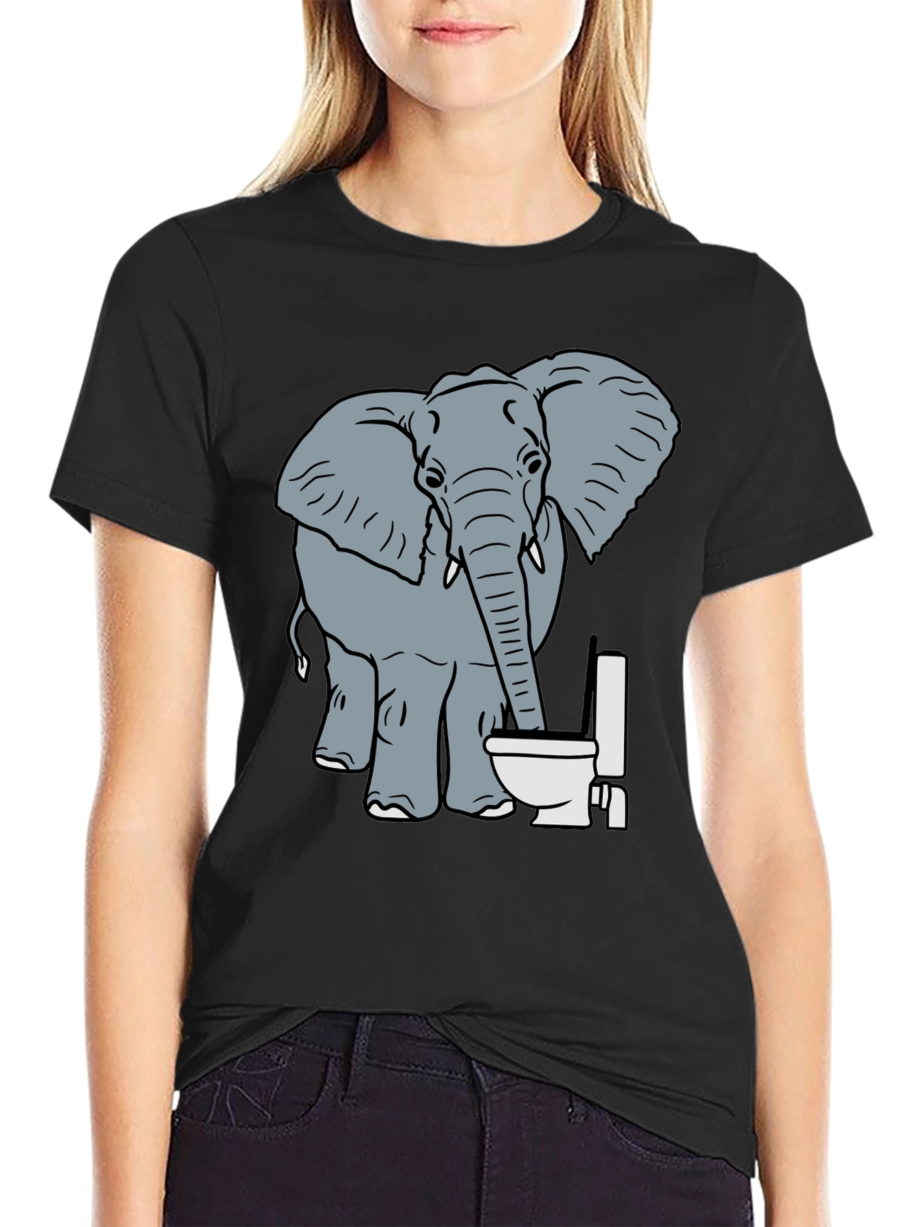 Elephant Toilet Humor T-Shirt - Funny Graphic Tee