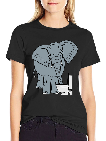 Elephant Toilet Humor T-Shirt - Funny Graphic Tee