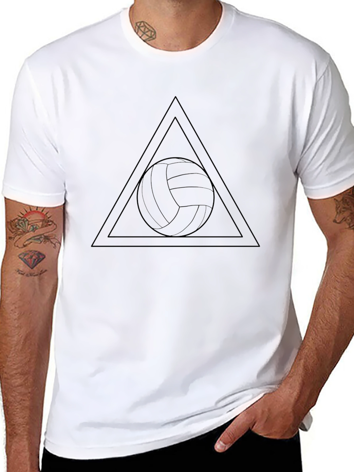 Volleyball Triangle Graphic Tee - Sporty Casual