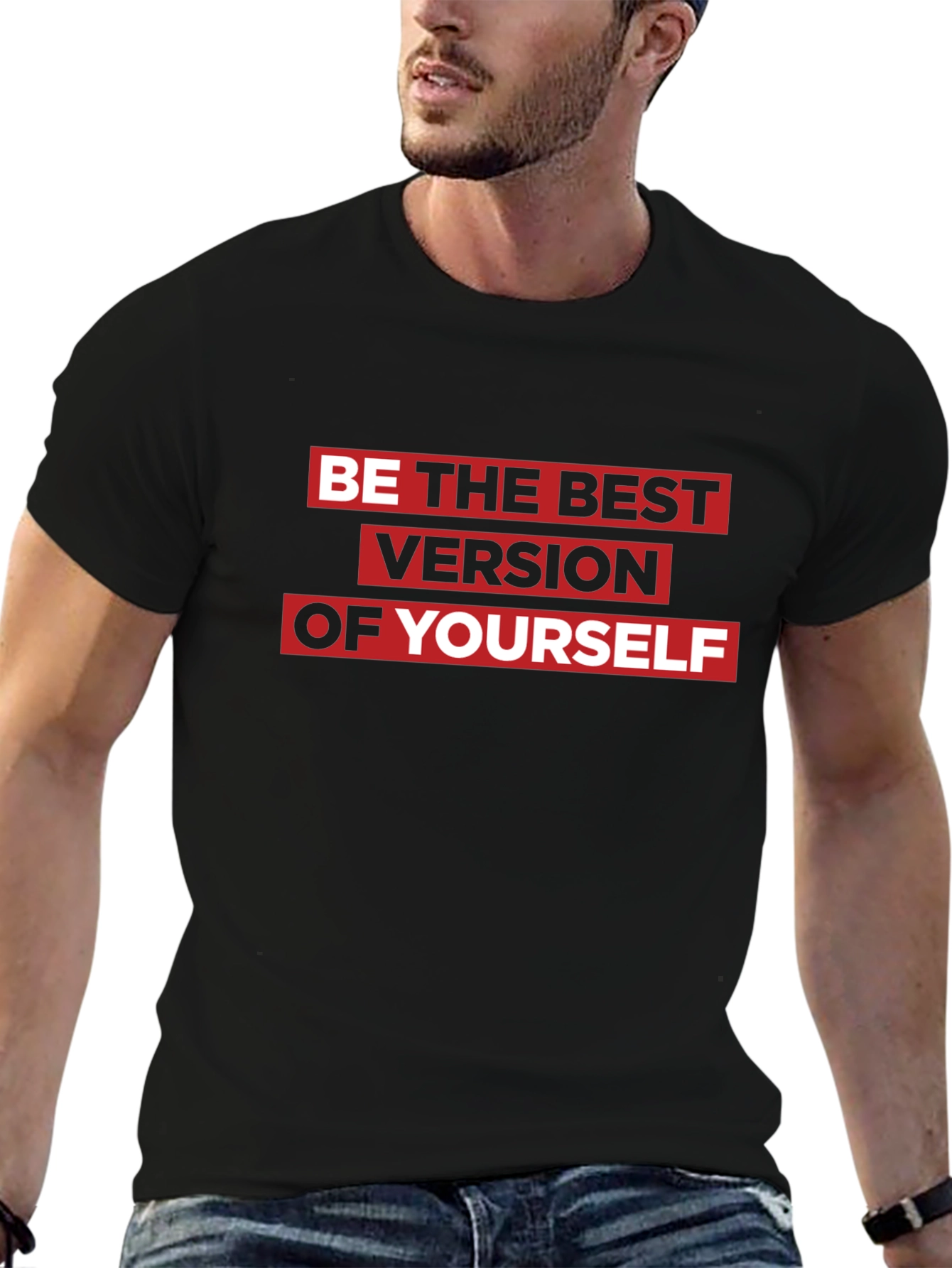 Motivational Black T-Shirt: Be the Best Version