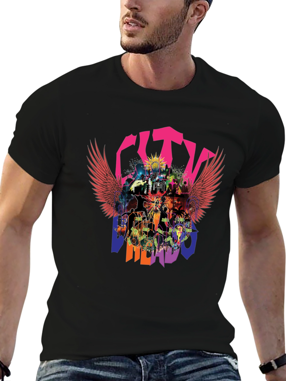 City Merado T-Shirt - Vibrant Graphic Print Casual Wear