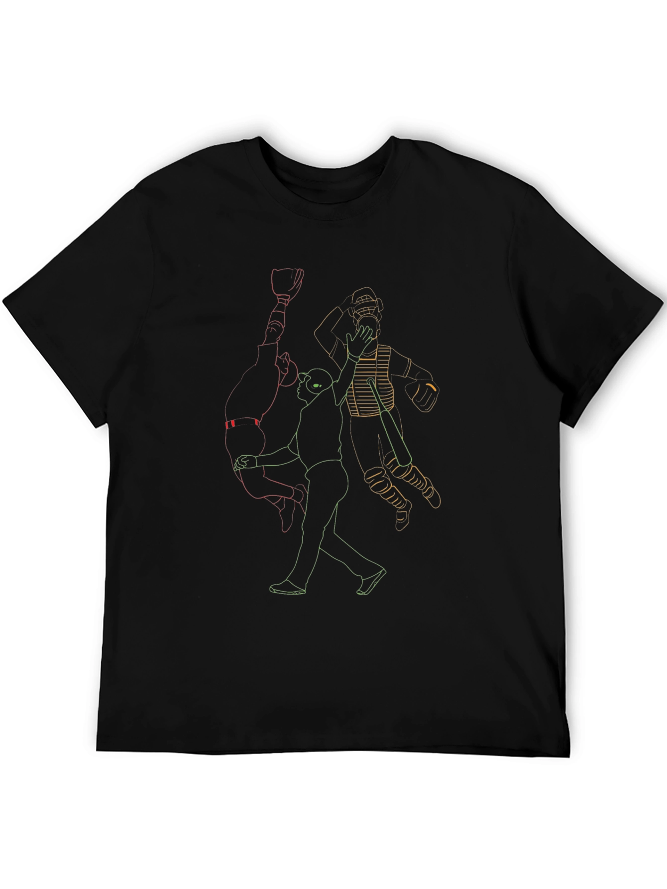 Baseball Outline Graphic Print Tee - Black