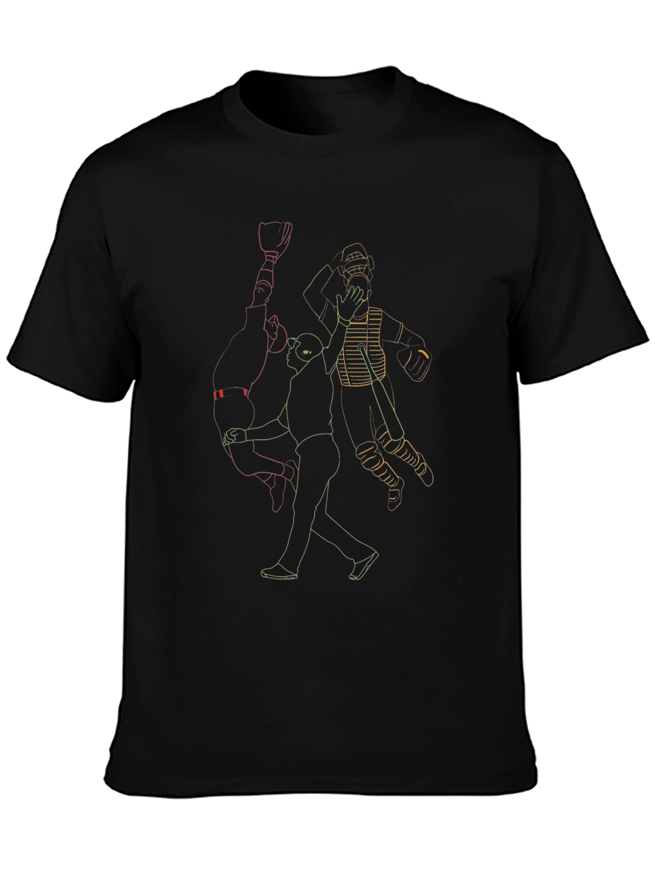 Baseball Outline Graphic Print Tee - Black