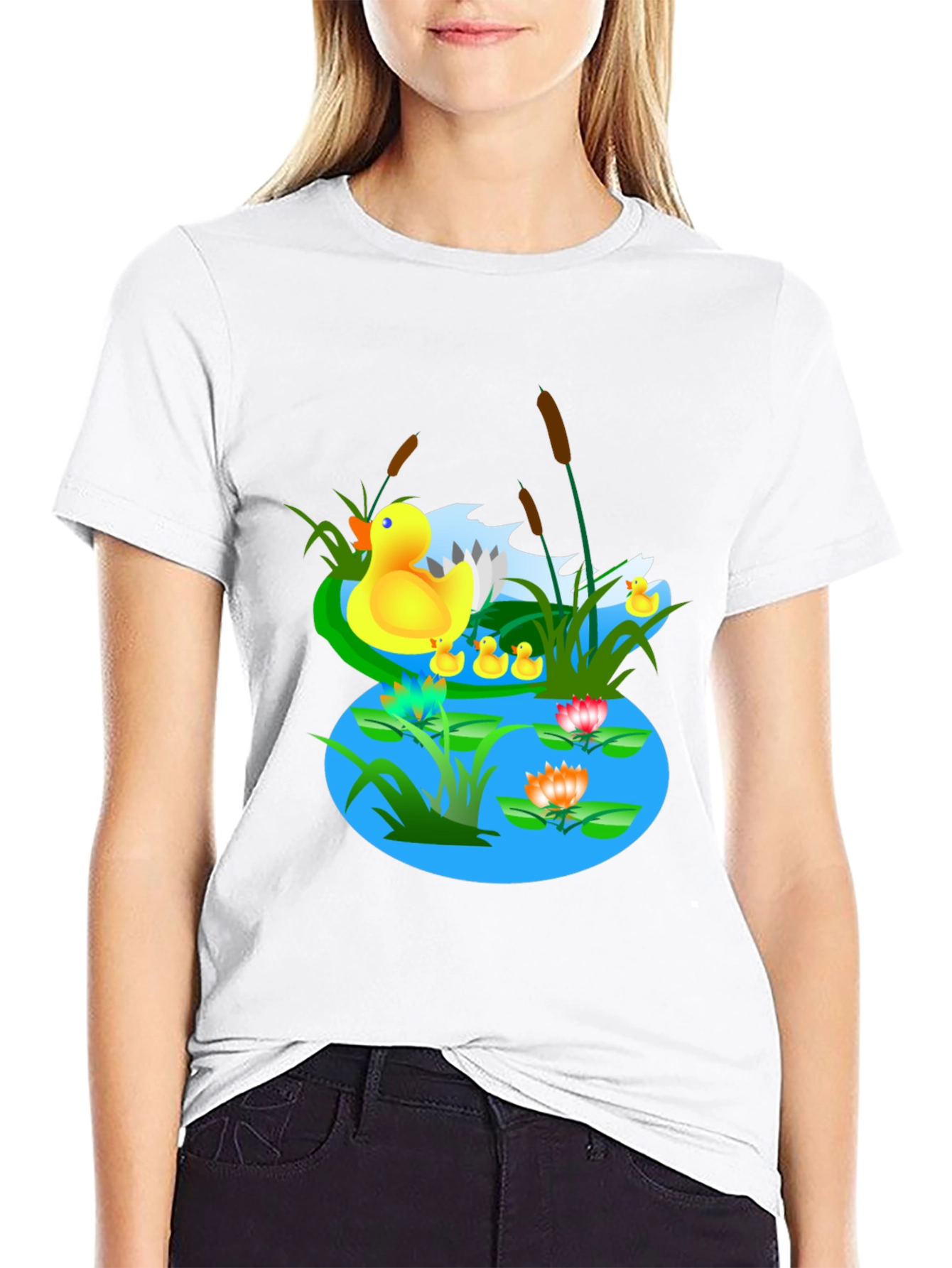 Duck Pond Graphic T-Shirt - Casual Black Tee