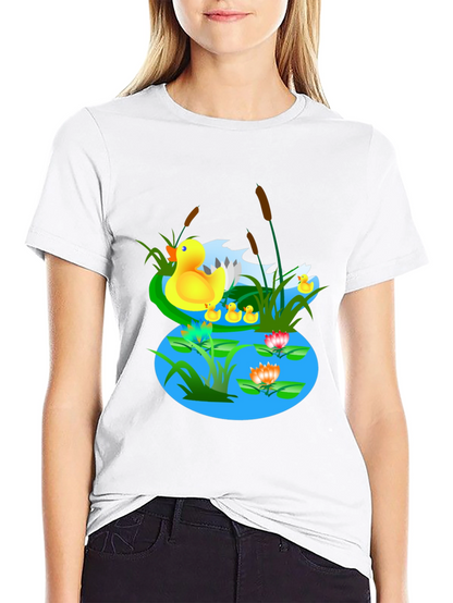 Duck Pond Graphic T-Shirt - Casual Black Tee