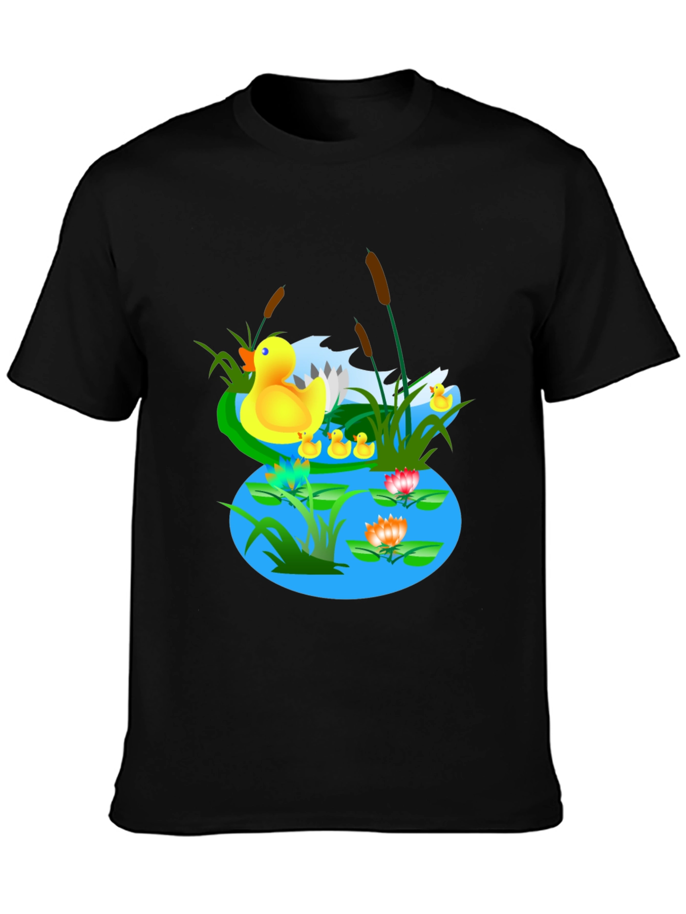 Duck Pond Graphic T-Shirt - Casual Black Tee