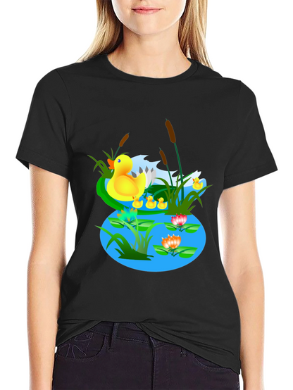Duck Pond Graphic T-Shirt - Casual Black Tee