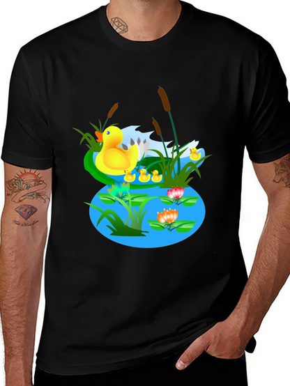Duck Pond Graphic T-Shirt - Casual Black Tee