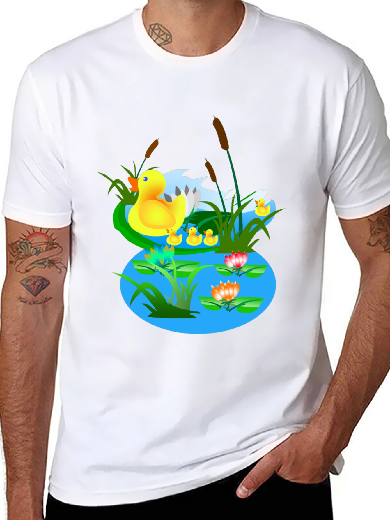 Duck Pond Graphic T-Shirt - Casual Black Tee