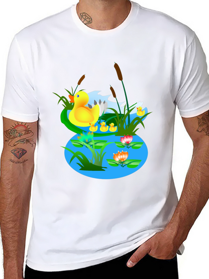 Duck Pond Graphic T-Shirt - Casual Black Tee
