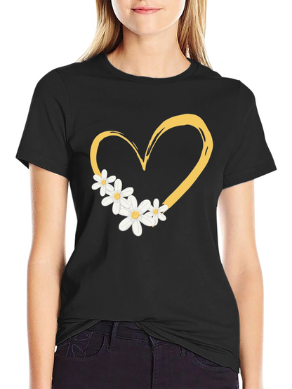 Heart & Daisy Graphic Tee - Trendy Casual Style