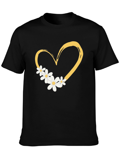 Heart & Daisy Graphic Tee - Trendy Casual Style