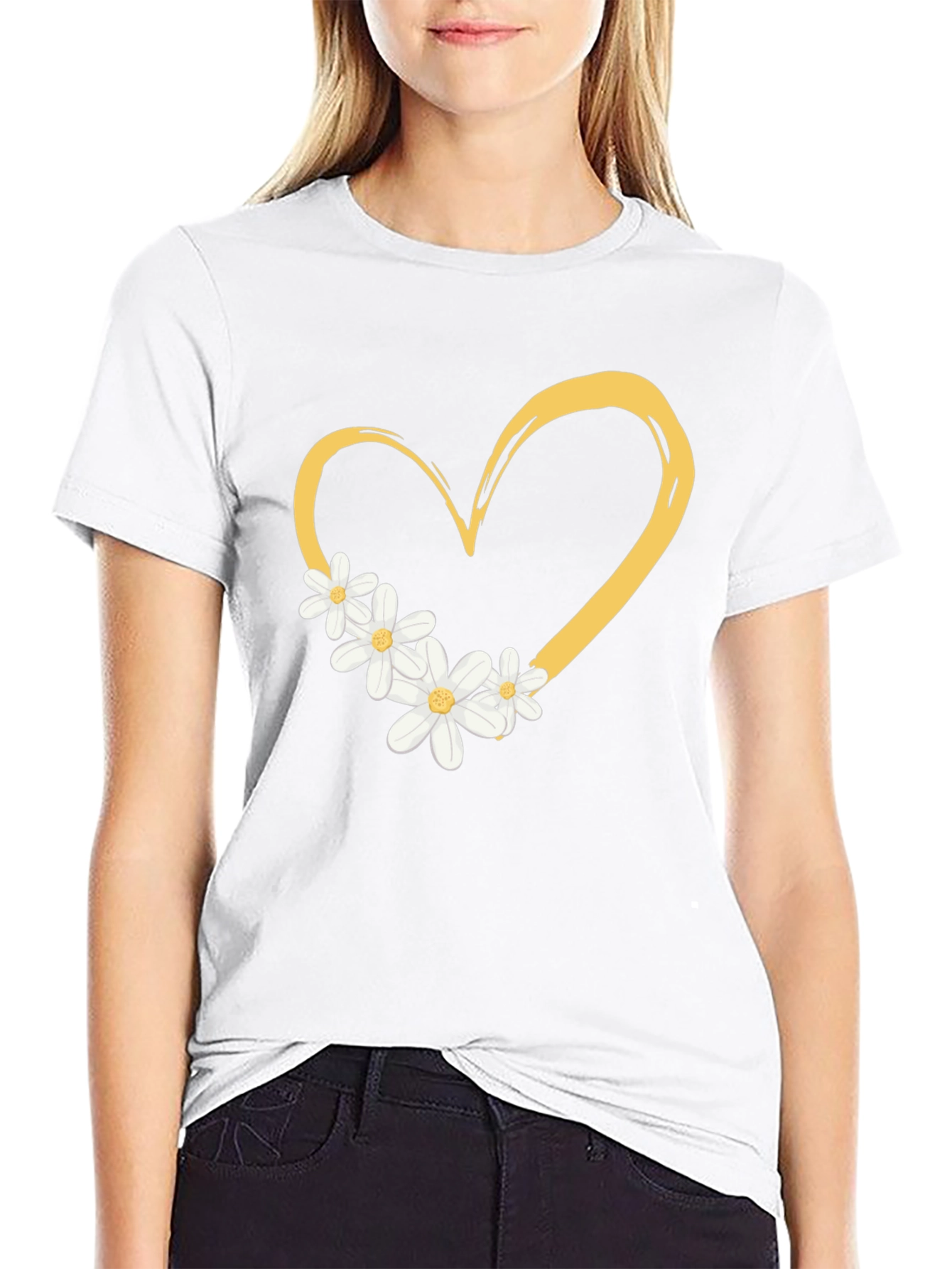 Heart & Daisy Graphic Tee - Trendy Casual Style