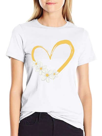 Heart & Daisy Graphic Tee - Trendy Casual Style