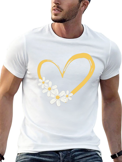 Heart & Daisy Graphic Tee - Trendy Casual Style