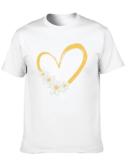 Heart & Daisy Graphic Tee - Trendy Casual Style