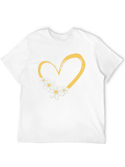 Heart & Daisy Graphic Tee - Trendy Casual Style