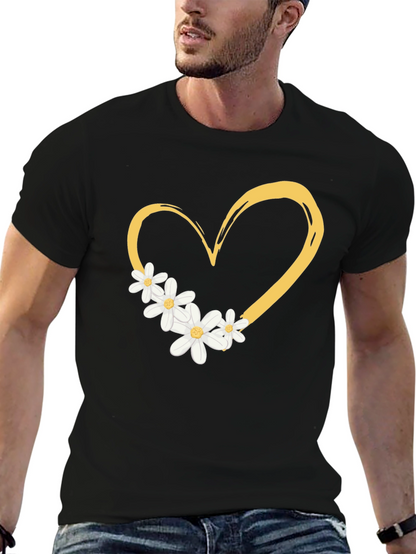 Heart & Daisy Graphic Tee - Trendy Casual Style