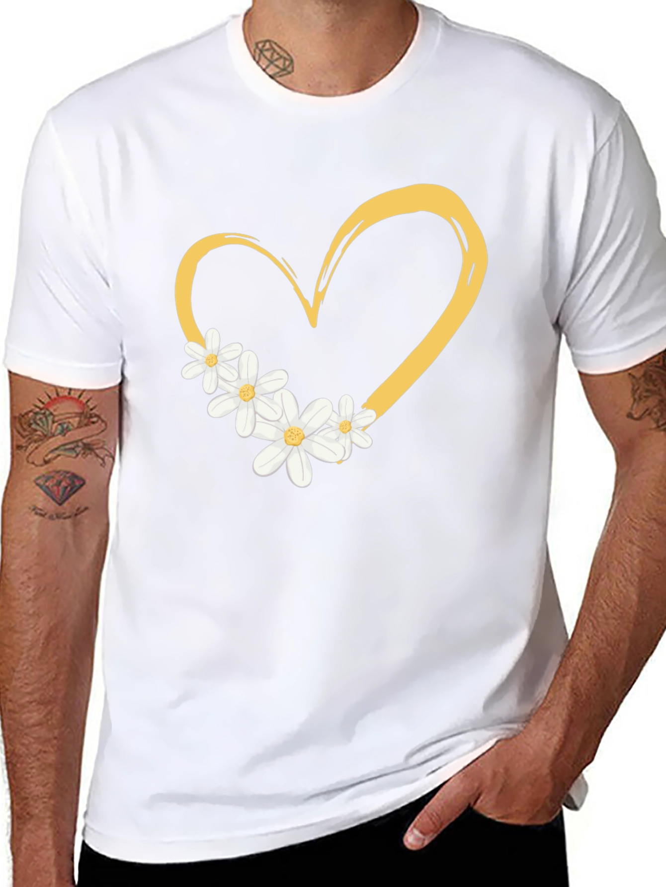 Heart & Daisy Graphic Tee - Trendy Casual Style