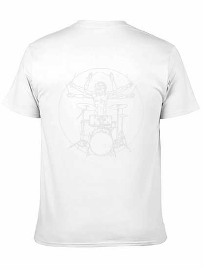 Drummer Vitruvian Man Graphic T-Shirt
